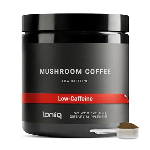 Toniiq Koffeinarmer Pilzkaffee – Ultrahochkonzentrierter 10:1 Extrakt – Kolumbianische Bohnen mit 10 Pilzmischung, Löwenmähne & Cordyceps – Funktionelle Kaffeealternative