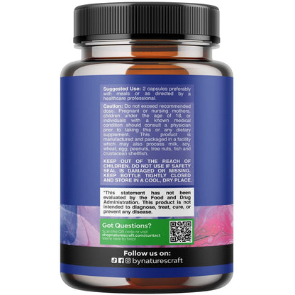 Natures Craft Candida Reinigung Körperentgiftung für Frauen - Anti-Überwucherung Darmreinigung mit Caprylsäure, Schwarznuss, Wermut und Oregano - Ganzkörperreinigung mit Prä- und Probiotika - 60 Kapseln