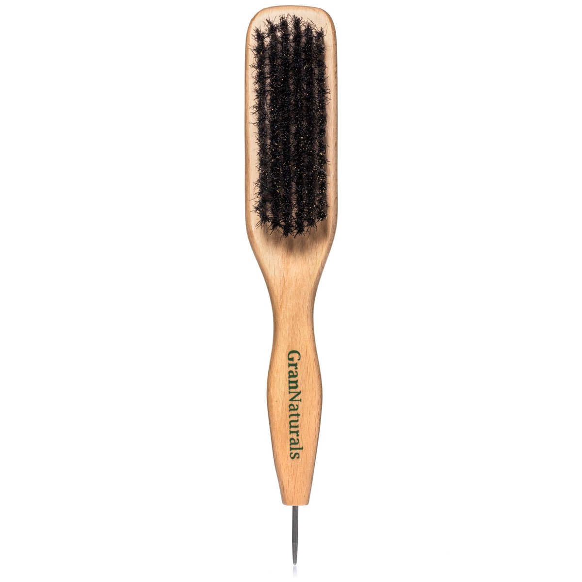 GranNaturals Glättende & Styling Mittelscheitel Wildschweinborsten-Haarbürste mit schmalem Metall-Rattenschwanz zum Abteilen und Scheiteln von glatten Schwänzen und Dutts - zum Tuschen, Backcombing und für die Haaransätze
