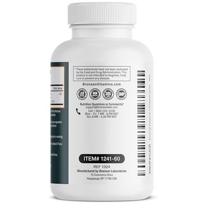 Bronson Magnesium Glycinat 200 mg – Hoch absorbierend, chelatisiert, gepuffert, magenschonend, Nicht-GVO, 60 vegane Kapseln
