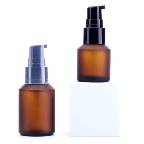 WinldMonmo 15 ml Braune Glasspumpflasche, Nachfüllbarer Kosmetikspender mit Schwarzem Pumpkopf – Ideal für Cremes, Seren, Emulsionen, Reisebedarf und Beautygele