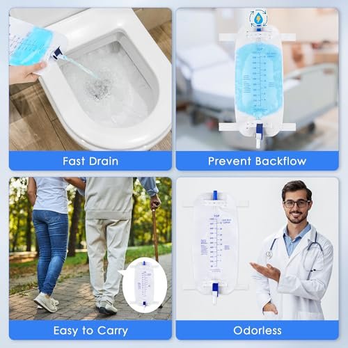 Geiserailie 5er-Pack 1000ml Beinbeutel für Urin Drainage mit Anti-Reflux-Ventil, 33,8 oz große Kapazität Urin Beinkatheter mit Stoffbändern, einfacher Ablasshahn, Urinkatheter für Männer und Frauen