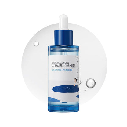 ROUND LAB Birch Juice Moisturizing Ampoule 1.69 Fl Oz – 7-Sekunden-Feuchtigkeitsaufnahme, 72-Stunden-Feuchtigkeit, wässrige Textur für Schichten, Gesichtsfeuchtigkeitscreme für empfindliche Haut, Koreanische Hautpflege