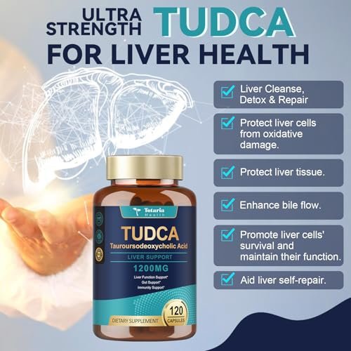Totaria TUDCA Gallensalze 1200 mg (Tauroursodeoxycholsäure), 120 Kapseln, Hochreines TUDCA Leberpräparat, Leber- und Gallenblasenreinigung & Reparatur, Vegan