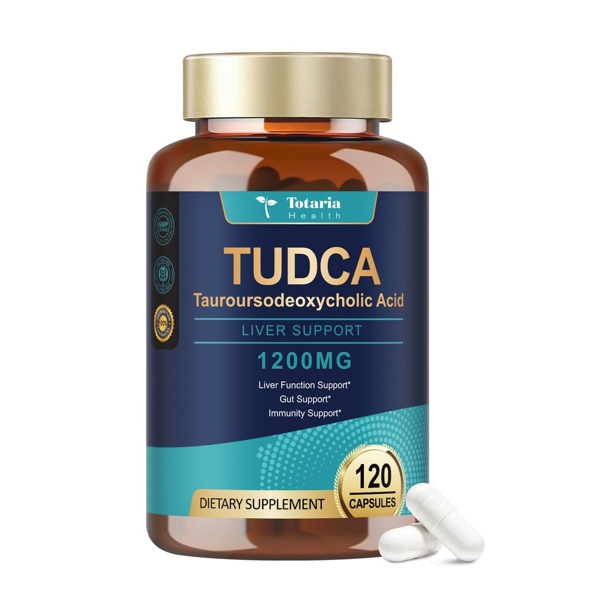 Totaria TUDCA Gallensalze 1200 mg (Tauroursodeoxycholsäure), 120 Kapseln, Hochreines TUDCA Leberpräparat, Leber- und Gallenblasenreinigung & Reparatur, Vegan