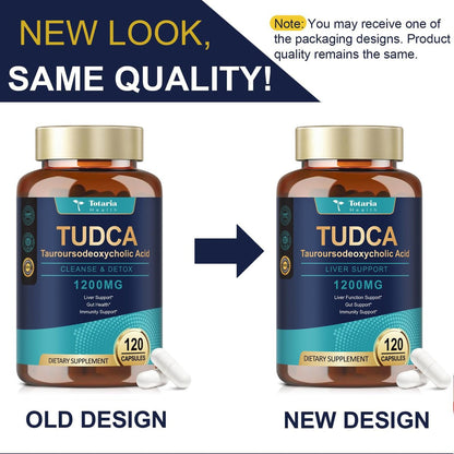 Totaria TUDCA Gallensalze 1200 mg (Tauroursodeoxycholsäure), 120 Kapseln, Hochreines TUDCA Leberpräparat, Leber- und Gallenblasenreinigung & Reparatur, Vegan