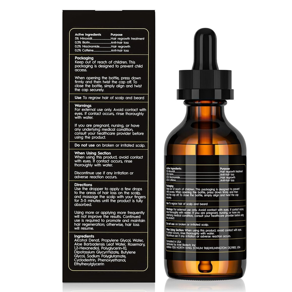 2er-Pack 5% Minoxidil Haarwuchsserum für Männer und Frauen – Haarnachwuchsbehandlung für stärkeres, dichteres und längeres Haar sowie Bartpflege und -verdickung