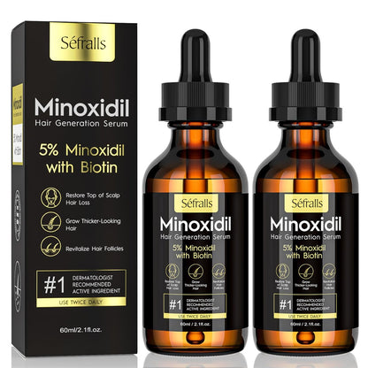 2er-Pack 5% Minoxidil Haarwuchsserum für Männer und Frauen – Haarnachwuchsbehandlung für stärkeres, dichteres und längeres Haar sowie Bartpflege und -verdickung