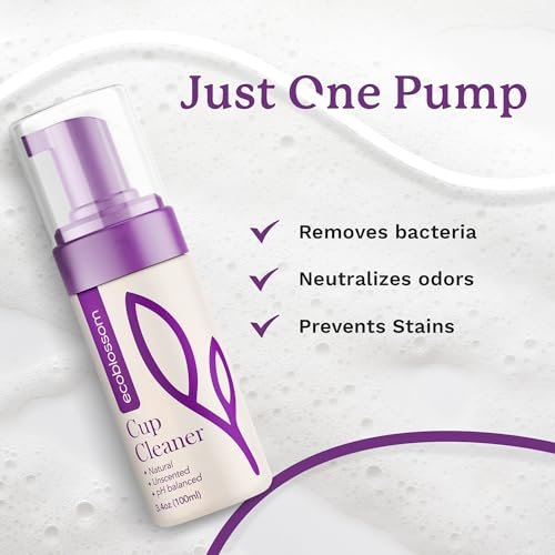 EcoBlossom Menstruationstassen-Reiniger - Ungedufteter Schaumreiniger für Silikon-Menstruationstassen und -scheiben - Organische Inhaltsstoffe, pH-ausgeglichen, 100 ml