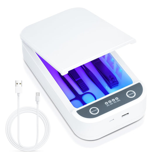LXIANGN Nagelwerkzeug-Sterilisator mit Blaulicht, tragbarer USB-Sterilisator für Nagelwerkzeuge, Nagelreinigungskiste, Beauty-Werkzeug-Reiniger für Nagelstudio, Pinzetten, Schmuck, Telefon, Maniküre-Werkzeuge