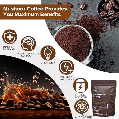 YEGE Pilz-Kaffee Instant mit Cordyceps, Reishi, King Trumpet, Shiitake, Turkey Tail, Löwenmähne für Energie, Fokus, positive Stimmung und Immununterstützung (30 Portionen)