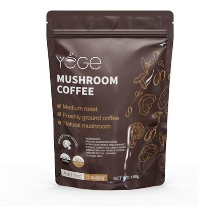 YEGE Pilz-Kaffee Instant mit Cordyceps, Reishi, King Trumpet, Shiitake, Turkey Tail, Löwenmähne für Energie, Fokus, positive Stimmung und Immununterstützung (30 Portionen)