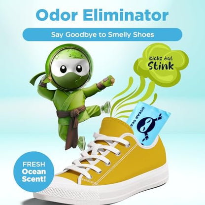 Shoe Ninja Schuhdeodorierer – Geruchsentfernung mit Aktivkohle, wiederverwendbar, ideal für Sport – 1 Packung (2 Stück)