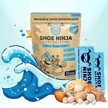 Shoe Ninja Schuhdeodorierer – Geruchsentfernung mit Aktivkohle, wiederverwendbar, ideal für Sport – 1 Packung (2 Stück)