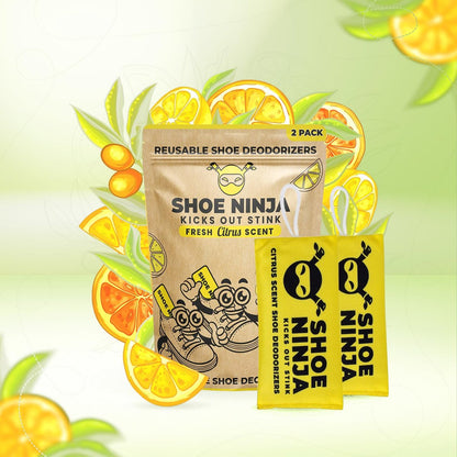 Shoe Ninja Schuhdeo – Aktivkohle Schuhdeodorizer, wiederverwendbarer Geruchsentferner für Schuhe, Boxhandschuhe & Sportsachen – 1 Packung mit 2 Stück
