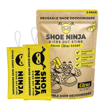 Shoe Ninja Schuhdeo – Aktivkohle Schuhdeodorizer, wiederverwendbarer Geruchsentferner für Schuhe, Boxhandschuhe & Sportsachen – 1 Packung mit 2 Stück