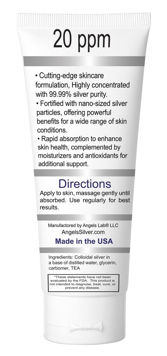 Angels Colloidal Silber Gel Nano Silber Gel Wundpflege – Ungeruchsheilende Salbe für Verbrennungen, Sonnenbrand und gereizte Haut – 118ml Formel