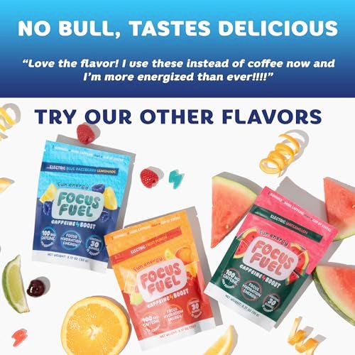 FocusFuel Energy Chews – Probierpaket mit 9 Portionen (3 Geschmacksrichtungen) – 100 mg Koffein + Alpha GPC + L-Theanin + B12, Magnesium – Kein Crash oder Zittern