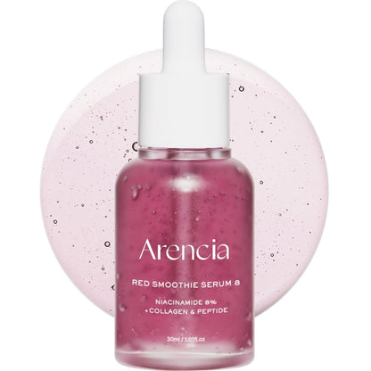 Arencia Red Collagen + Peptide Smoothie Serum – 8% Niacinamid, Vitamin C, Vitamin E – Lifting Anti-Aging Serum für Glas-Haut und verbesserte Hauttextur