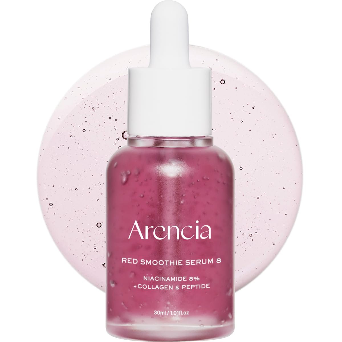 Arencia Red Collagen + Peptide Smoothie Serum – 8% Niacinamid, Vitamin C, Vitamin E – Lifting Anti-Aging Serum für Glas-Haut und verbesserte Hauttextur