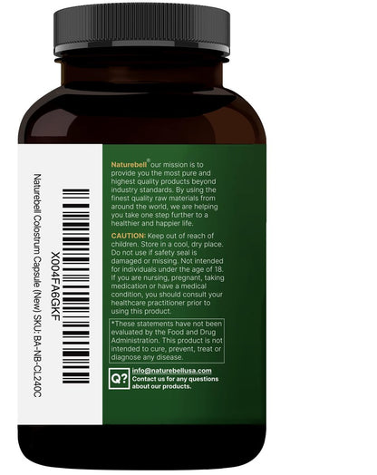 NatureBell Rinderkolostrum Supplement 1.000 mg pro Portion, 240 Kapseln | 40 % IgG Kolostrumpulver für Darmgesundheit, Blähungen, Haut, Haare und Immununterstützung – Nicht-GVO