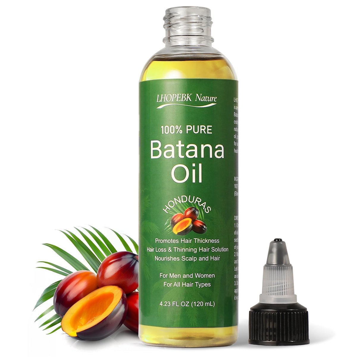 LHOPEBK Nature Bio Batana Öl für Haarwachstum – Reines und natürliches Batana Öl zur tiefenwirksamen Pflege der Kopfhaut für dichteres und stärkeres Haar, 125 ml