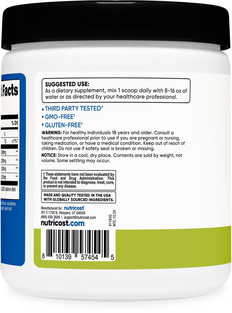 Nutricost BCAA Pulver 2:1:1 (Pfirsich-Birne, 30 Portionen) - Verzweigtkettige Aminosäuren