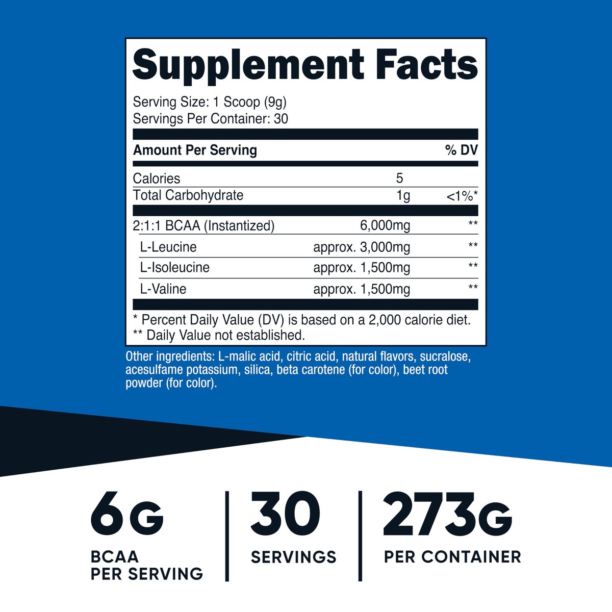 Nutricost BCAA Pulver 2:1:1 (Pfirsich-Birne, 30 Portionen) - Verzweigtkettige Aminosäuren