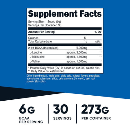 Nutricost BCAA Pulver 2:1:1 (Pfirsich-Birne, 30 Portionen) - Verzweigtkettige Aminosäuren