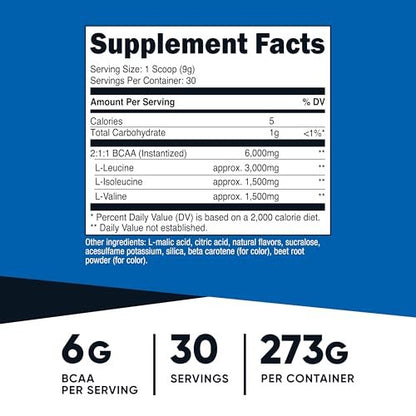 Nutricost BCAA Pulver 2:1:1 (Pfirsich-Birne, 30 Portionen) - Verzweigtkettige Aminosäuren