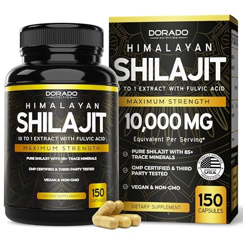 Shilajit Kapseln mit 85+ Spurenelementen (75-Tage-Vorrat, 1000 mg Extrakt pro Portion) – Himalaya-Shilajit für Männer & Frauen mit Fulvinsäure – Laborgeprüft, Vegan, USA-Herstellung