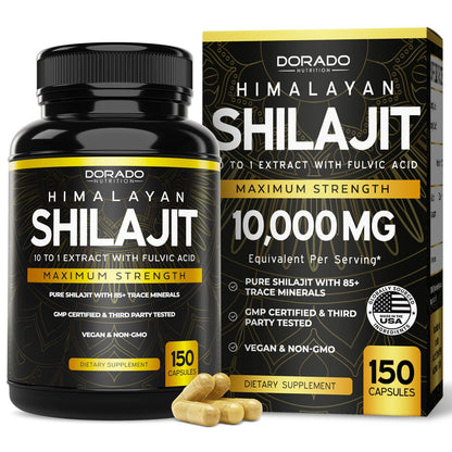 Shilajit Kapseln mit 85+ Spurenelementen (75-Tage-Vorrat, 1000 mg Extrakt pro Portion) – Himalaya-Shilajit für Männer & Frauen mit Fulvinsäure – Laborgeprüft, Vegan, USA-Herstellung