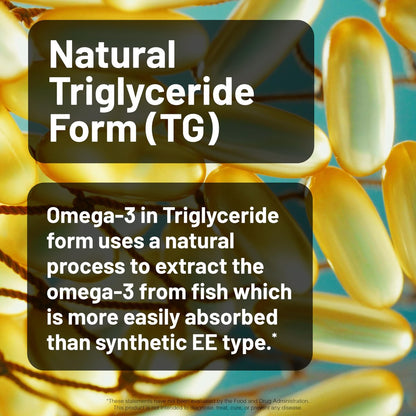 NatureWise Ultra Omega 3 Fischöl 2200 mg – 1300 mg Omega-3 - Triglyceridform - Zitronengeschmack - Wild gefangenes Fischöl + EPA & DHA - Burpless, Nicht-GVO - 60 Weichkapseln [1-Monatsvorrat]