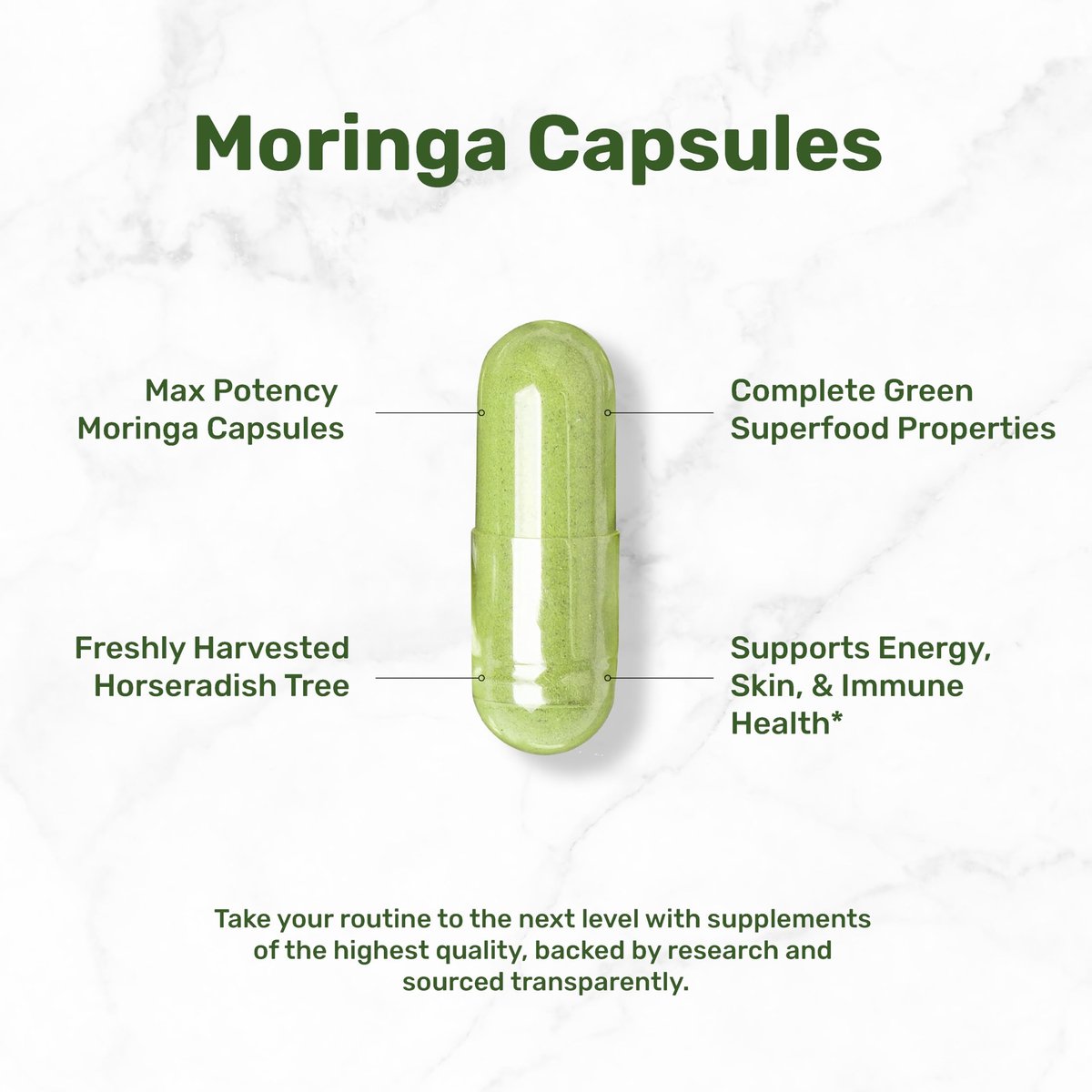 Moringa Kapseln 240 Kapseln – 4 Monate Vorrat – Höchste Reinheit Reiner Moringa Blattextrakt – Komplettes grünes Superfood für Energie, Haut & Immunsystem*