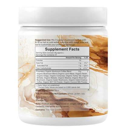 Bio Pilz Kaffee, 10oz – 10 Adaptogene Pilze mit Arabica Kaffee + MCT-Öl für glatten Geschmack – Truthahnschwanz, Löwenmähne, Cordyceps, Chaga, Reishi – Immun-, Energie- & Gehirnunterstützung