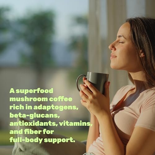 Bio Pilz Kaffee, 10oz – 10 Adaptogene Pilze mit Arabica Kaffee + MCT-Öl für glatten Geschmack – Truthahnschwanz, Löwenmähne, Cordyceps, Chaga, Reishi – Immun-, Energie- & Gehirnunterstützung