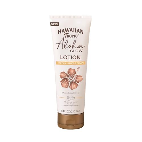 Hawaiian Tropic Aloha Glow Lotion – Bräunungsverlängerer & After Sun Feuchtigkeitscreme mit Sheabutter & Kakaobutter, 237 ml