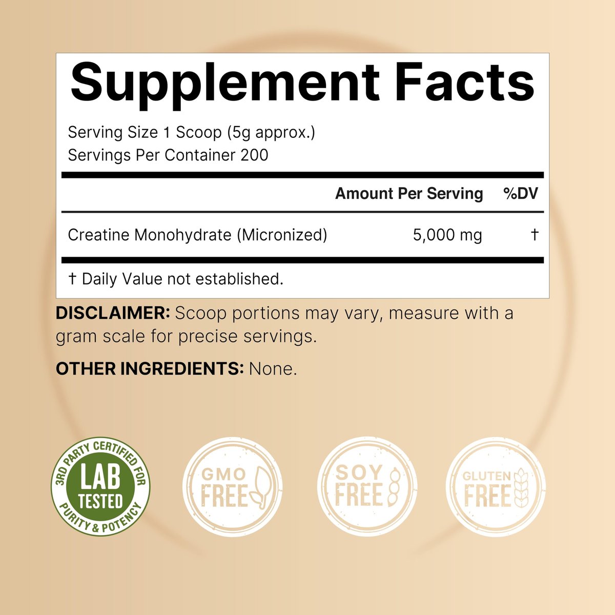 NatureBell Kreatin-Monohydrat Pulver 1000g, 5000mg pro Portion, 200 Portionen (2,2 lb) | Mikronisiert, Rein & Ungeschmackt | Pre-Workout Muskelunterstützung* | Keto, Vegan, Ohne Füllstoffe