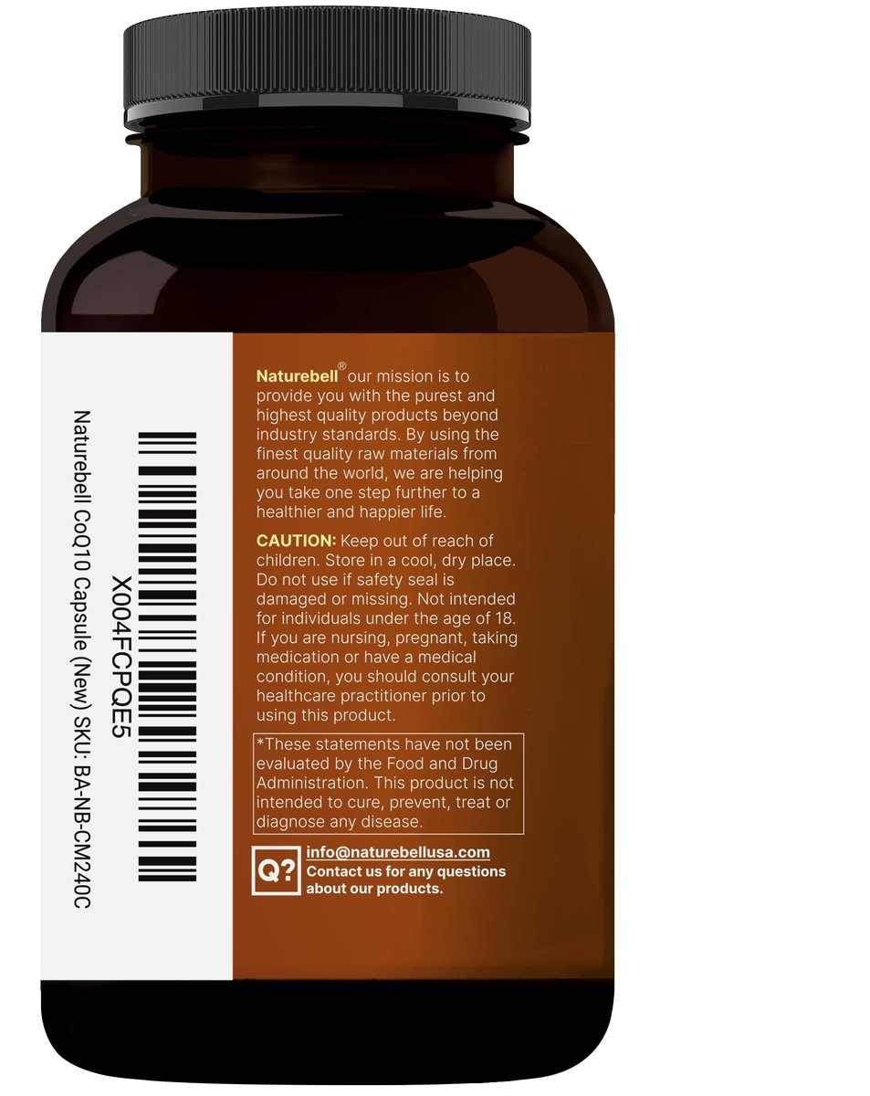 NatureBell CoQ10 100mg mit Omega 3, 240 Kapseln | Stabile, hochabsorbierbare Form – Antioxidantien-Unterstützung für Herz- & Energiegesundheit – Extra starkes Coenzym Q10