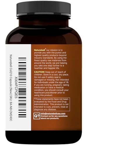 NatureBell CoQ10 100mg mit Omega 3, 240 Kapseln | Stabile, hochabsorbierbare Form – Antioxidantien-Unterstützung für Herz- & Energiegesundheit – Extra starkes Coenzym Q10