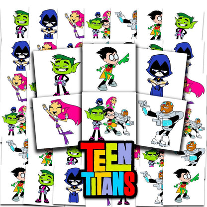 Teen Titans Tattoos Party Favors Bundle – 72 einzeln perforierte 2" x 2" temporäre Tattoos für Kinder, Jungen, Mädchen | Teen Titans Partyzubehör