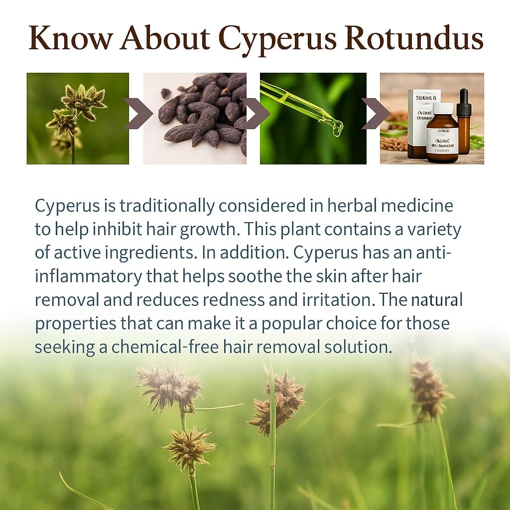 Cyperus Rotundus Öl zur Haarentfernung 2er-Pack – 100% reines natürliches Zypernöl – Organischer Kräuterwurzelextrakt für glatte Haut, Reduzierung von Körperbehaarung, eingewachsenen Haaren & Pflege – 60 ml