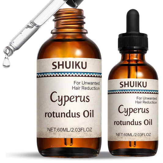 Cyperus Rotundus Öl zur Haarentfernung 2er-Pack – 100% reines natürliches Zypernöl – Organischer Kräuterwurzelextrakt für glatte Haut, Reduzierung von Körperbehaarung, eingewachsenen Haaren & Pflege – 60 ml