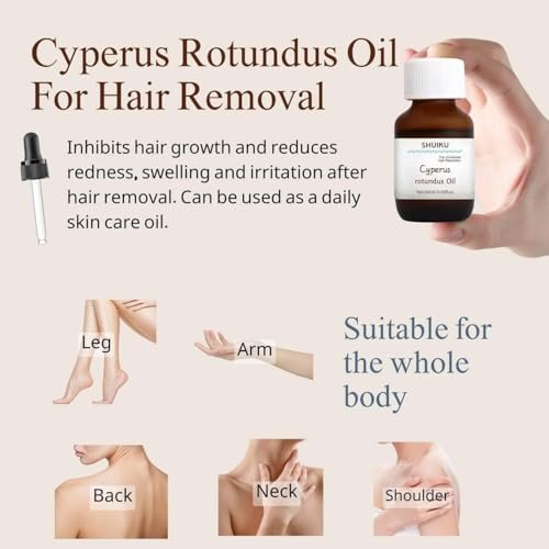 Cyperus Rotundus Öl zur Haarentfernung 2er-Pack – 100% reines natürliches Zypernöl – Organischer Kräuterwurzelextrakt für glatte Haut, Reduzierung von Körperbehaarung, eingewachsenen Haaren & Pflege – 60 ml