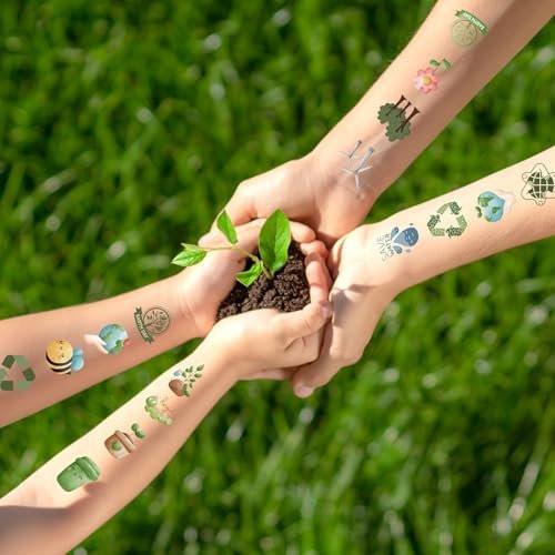 Fancy Land 210 Stück Earth Day Tattoos für Kinder – Temporäre Tattoos für Jungen und Mädchen, Partygeschenke und Dekorationen