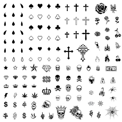 Los Vatos Finger and Face Temporäre Tattoos – Chicano Cholo Chola Finger Tattoos für Männer und Frauen. Kleines Kreuz, Träne, Gangster-Tränen, Thug Prison Fake Tattoos für Halloween, Tatuajes Temporales