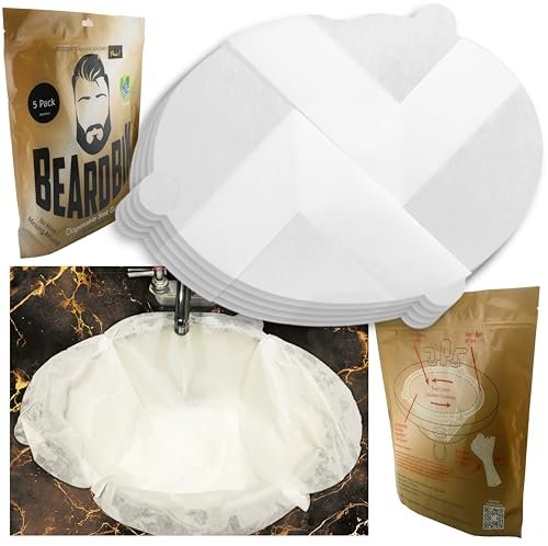 BeardBin Bartresor für Waschbecken – Nassfest, patentiertes Konturformungs-Sperrspray, nachhaltige Einweg-Trimmbarriere für saubere Bartpflege, Wassersparer & einfache Reinigung