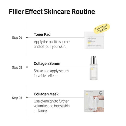 SUNGBOON EDITOR Deep Collagen Retinol Power Boosting Pads – Feuchtigkeits- und Anti-Aging-Pads für trockene Haut, 100 Stück