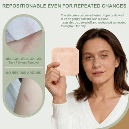 Hysimedy Silikonpflaster für empfindliche, fragile Haut 10x10 cm 15 Stück – Flexible, latexfreie, hypoallergene, atmungsaktive große Pflaster für Wunden – Schmerzfreies Entfernen für Senioren und Kinder