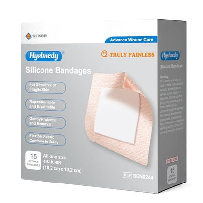 Hysimedy Silikonpflaster für empfindliche, fragile Haut 10x10 cm 15 Stück – Flexible, latexfreie, hypoallergene, atmungsaktive große Pflaster für Wunden – Schmerzfreies Entfernen für Senioren und Kinder